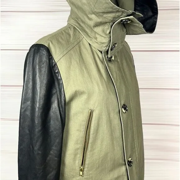 MACKAGE Montreal Zip Front Hooded Jacket with Leather Sleeves Removable Lining M - Picture 4 of 15